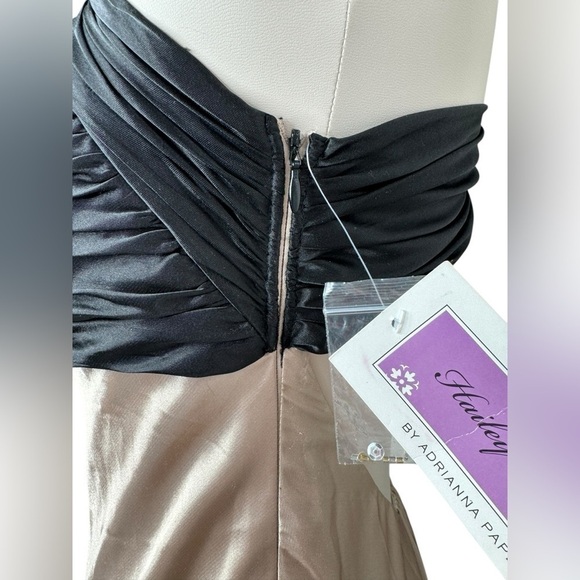 Vintage NWT Adrianna Papell Champagne Black Asymmetrical Neckline Gown Dress - Picture 14 of 14